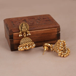 Amazing maa lakshmi long pearl necklace set with earring