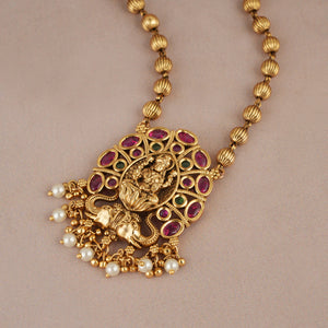 Auspicious antique gold ruby maa lakshmi necklace set | Temple jewellery