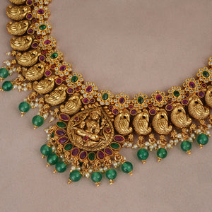 Beautiful traditional antique gold plated temple necklace set | Temple jewellery