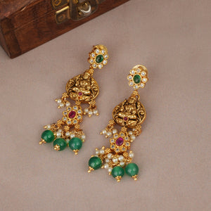 Beautiful traditional antique gold plated temple necklace set | Temple jewellery