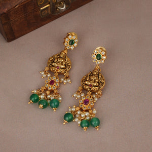 Beautiful traditional antique gold plated temple necklace set