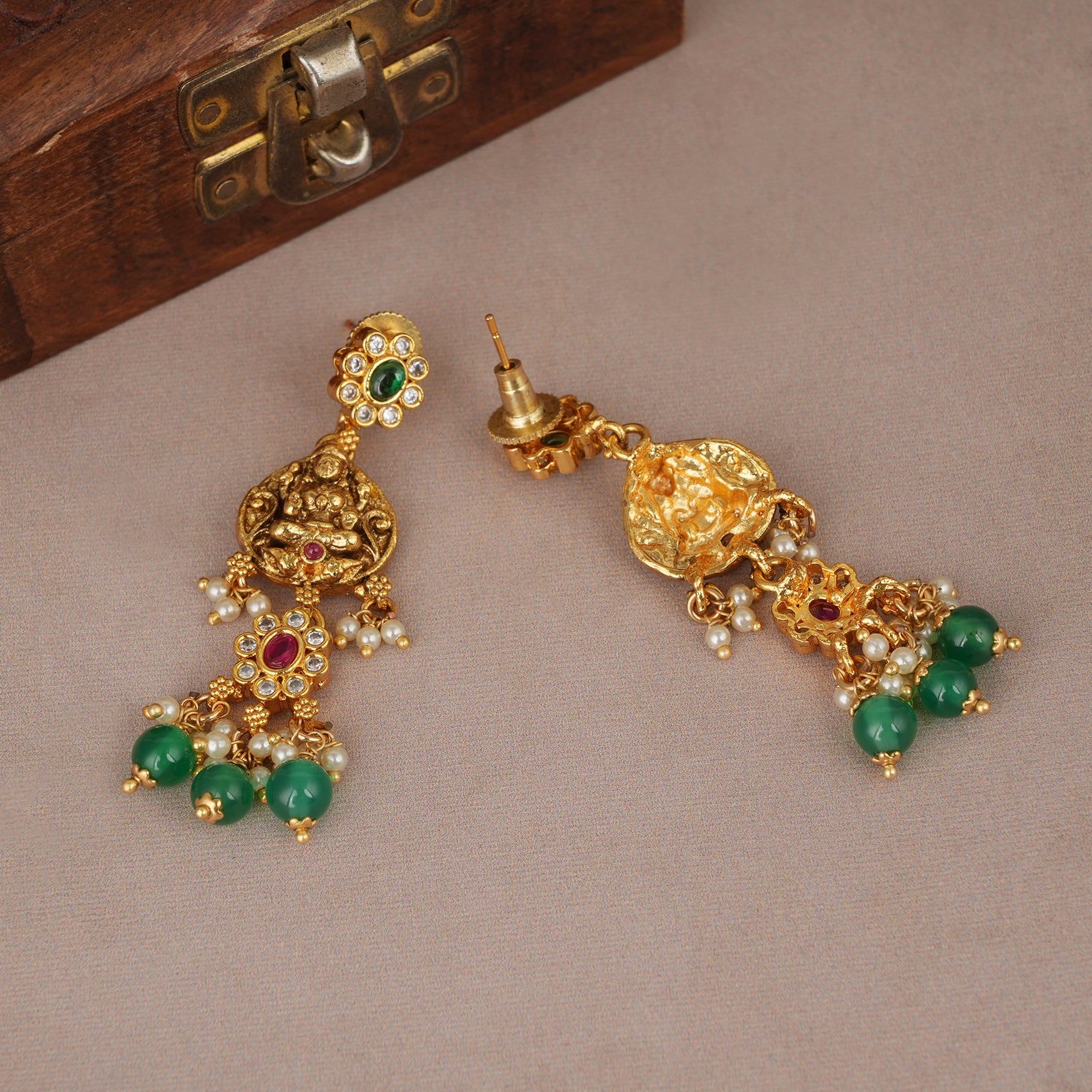 Beautiful traditional antique gold plated temple necklace set | Temple jewellery