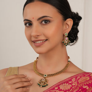 Amazing antique gold kundan stone necklace set