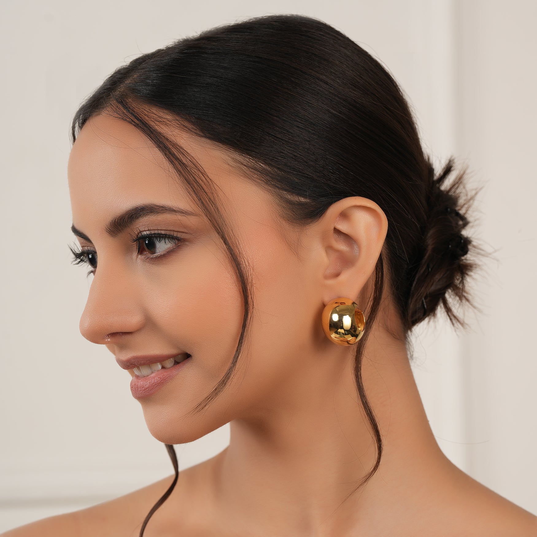 Beautiful gold plated demi fine hoop for women