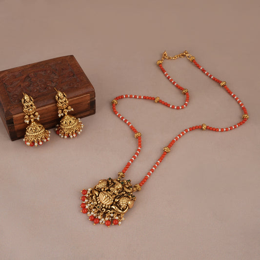 Amazing antique gold maa lakshmi necklace set for women