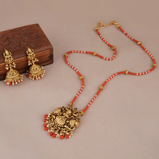 Amazing antique gold maa lakshmi necklace set for women | Temple jewellery