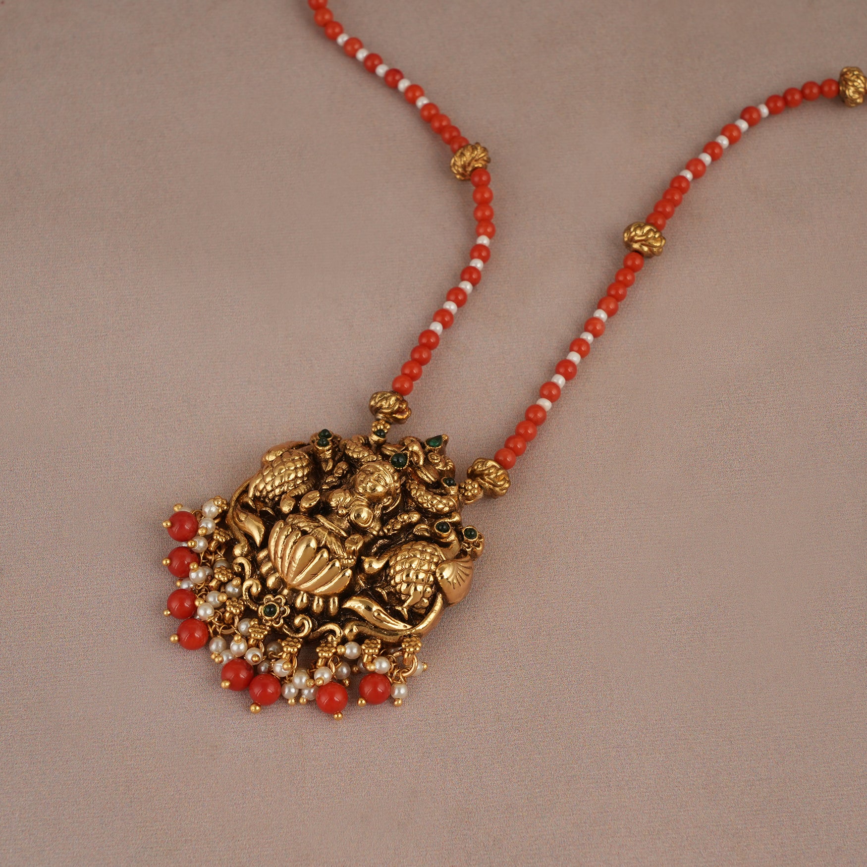 Amazing antique gold maa lakshmi necklace set for women
