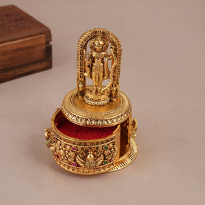 Auspicious antique gold Lord Ram roli box | Temple jewellery