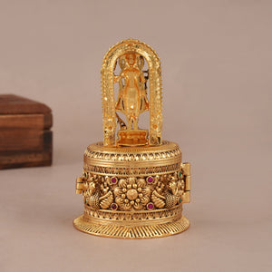 Auspicious antique gold Lord Ram roli box | Temple jewellery