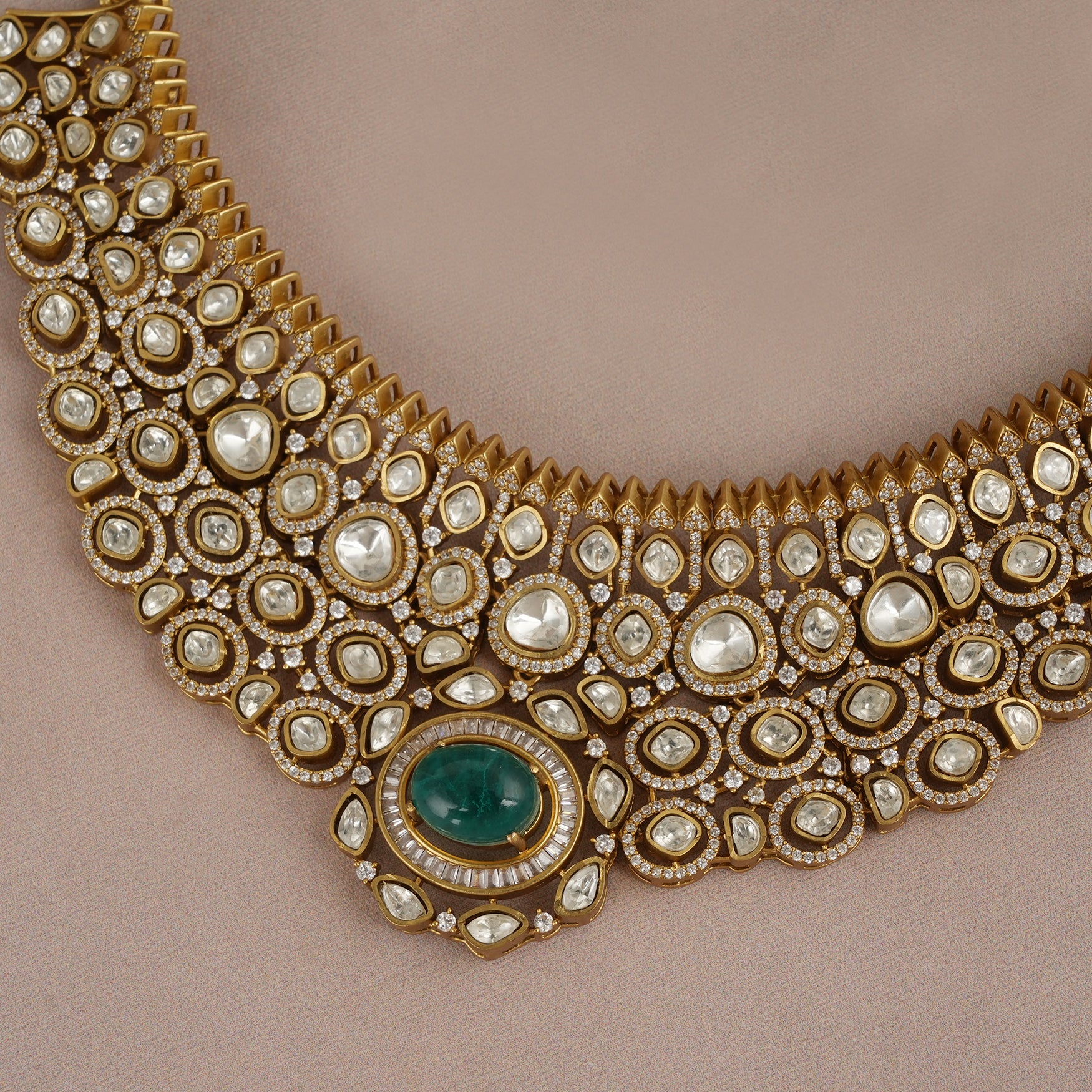 Kundan antique gold necklace set for women