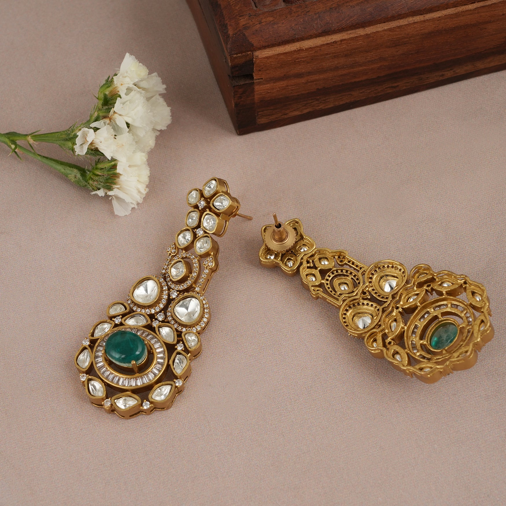 Kundan antique gold necklace set for women
