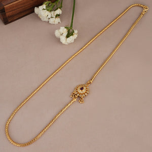Sleek antique gold  plated side brooch chain for women