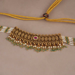 Beautiful antique gold stone necklace set for women