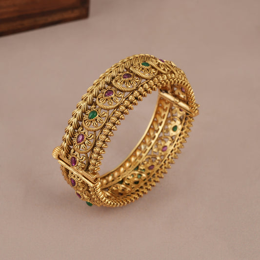Stunning antique gold plated multicolor openable kada