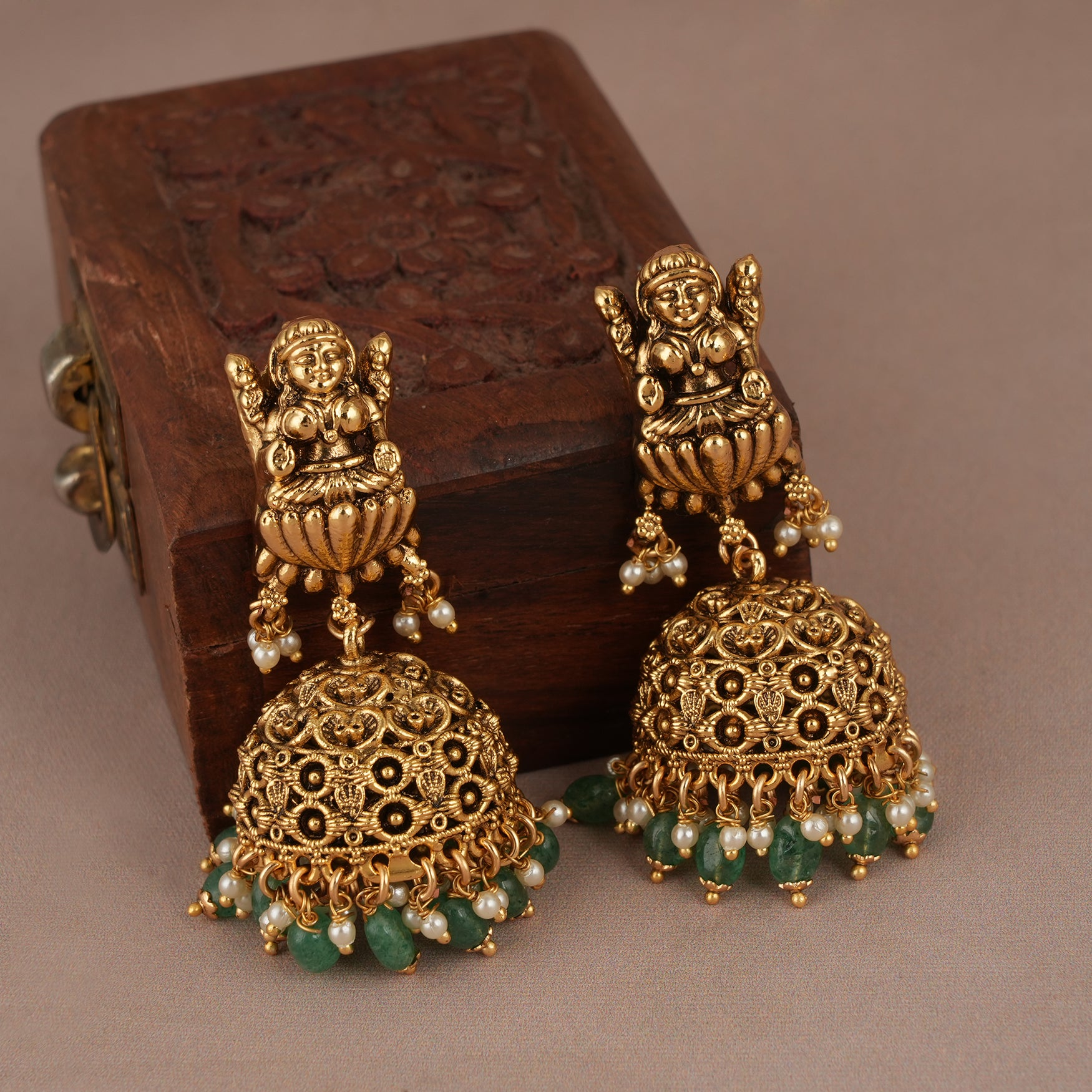Amazing antique gold multicolor necklace set for women | Temple jewellery