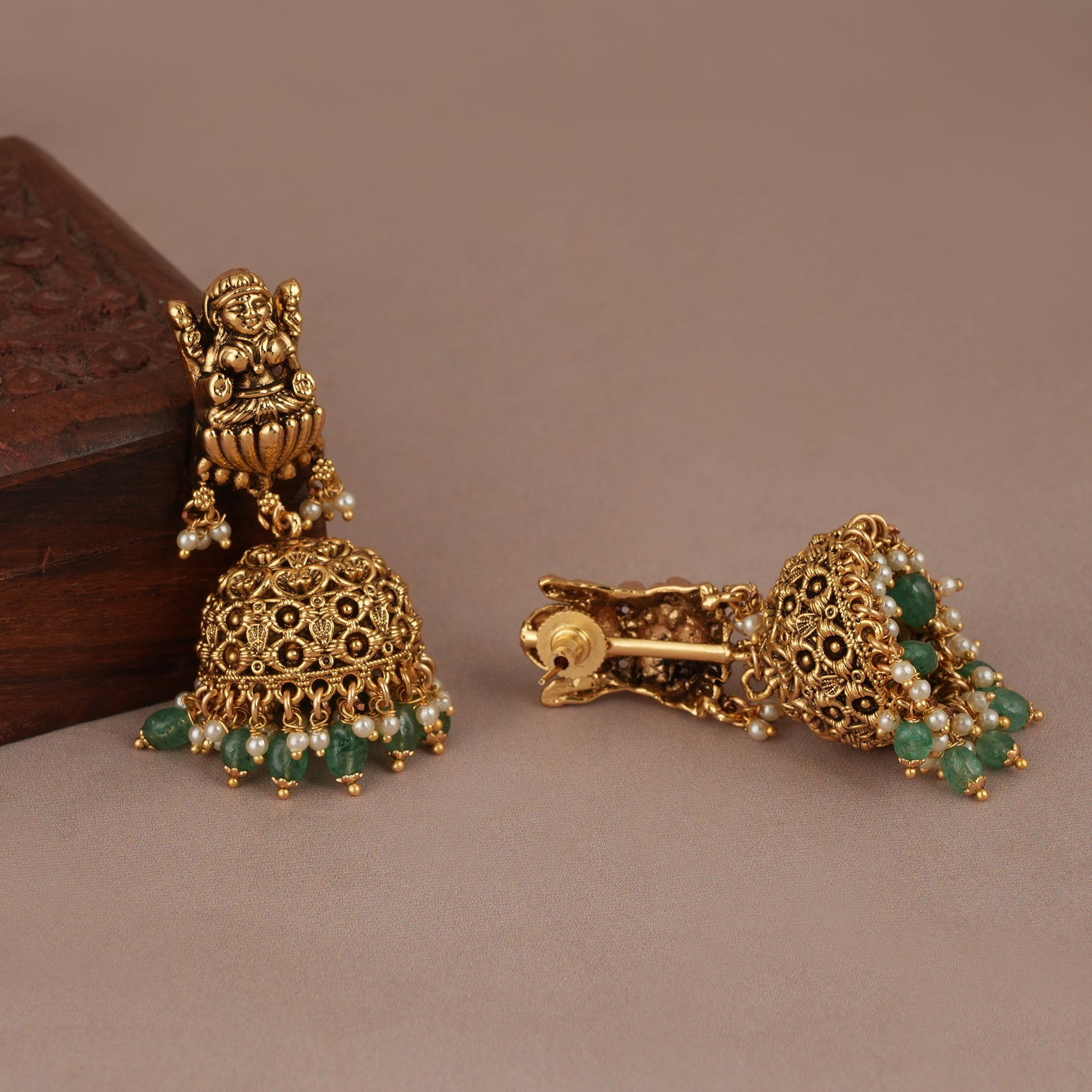 Amazing antique gold multicolor necklace set for women | Temple jewellery
