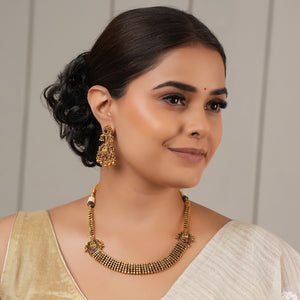 Stunning antique gold plated maa lakshmi necklace set with earring | Temple jewellery