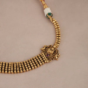 Stunning antique gold plated maa lakshmi necklace set with earring | Temple jewellery