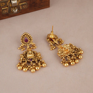Stunning antique gold plated maa lakshmi necklace set with earring | Temple jewellery
