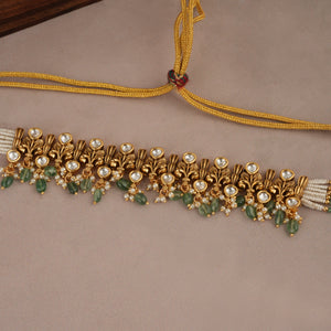 Stunning antique gold kundan floral choker necklace set for women