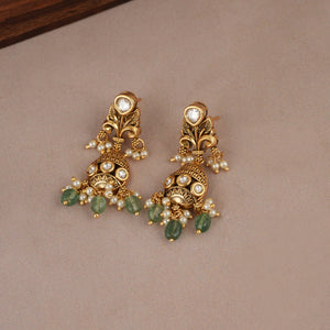 Stunning antique gold kundan floral choker necklace set for women