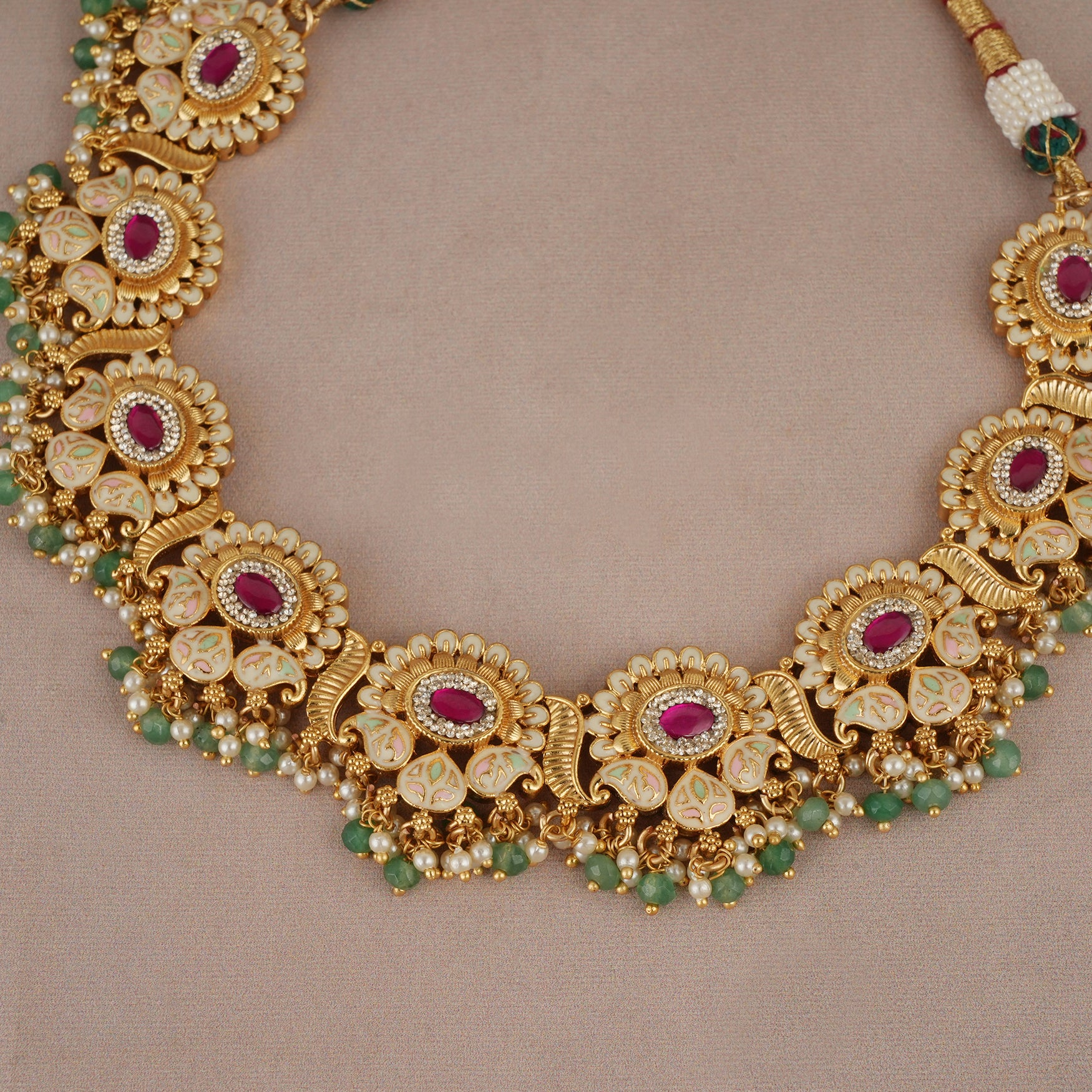 Beautiful gold plated stone enamel jewellery set for women