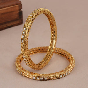 Beautiful gold plated kundan line bangle set for women