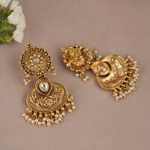 Stunning antique gold pearl drop earring for women