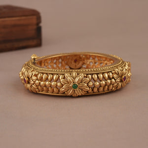 Floral antique gold stone antique kada bangle for women