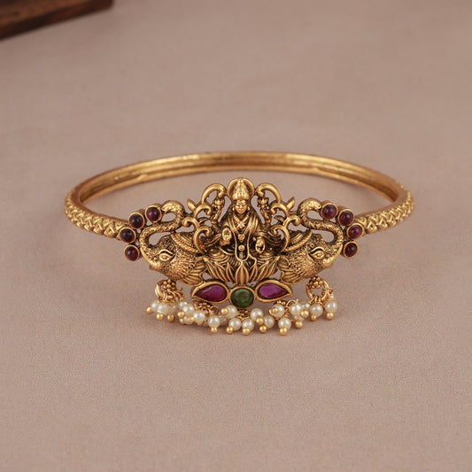 Elegant antique gold maa lakshmi stone kada bangle | Temple jewellery