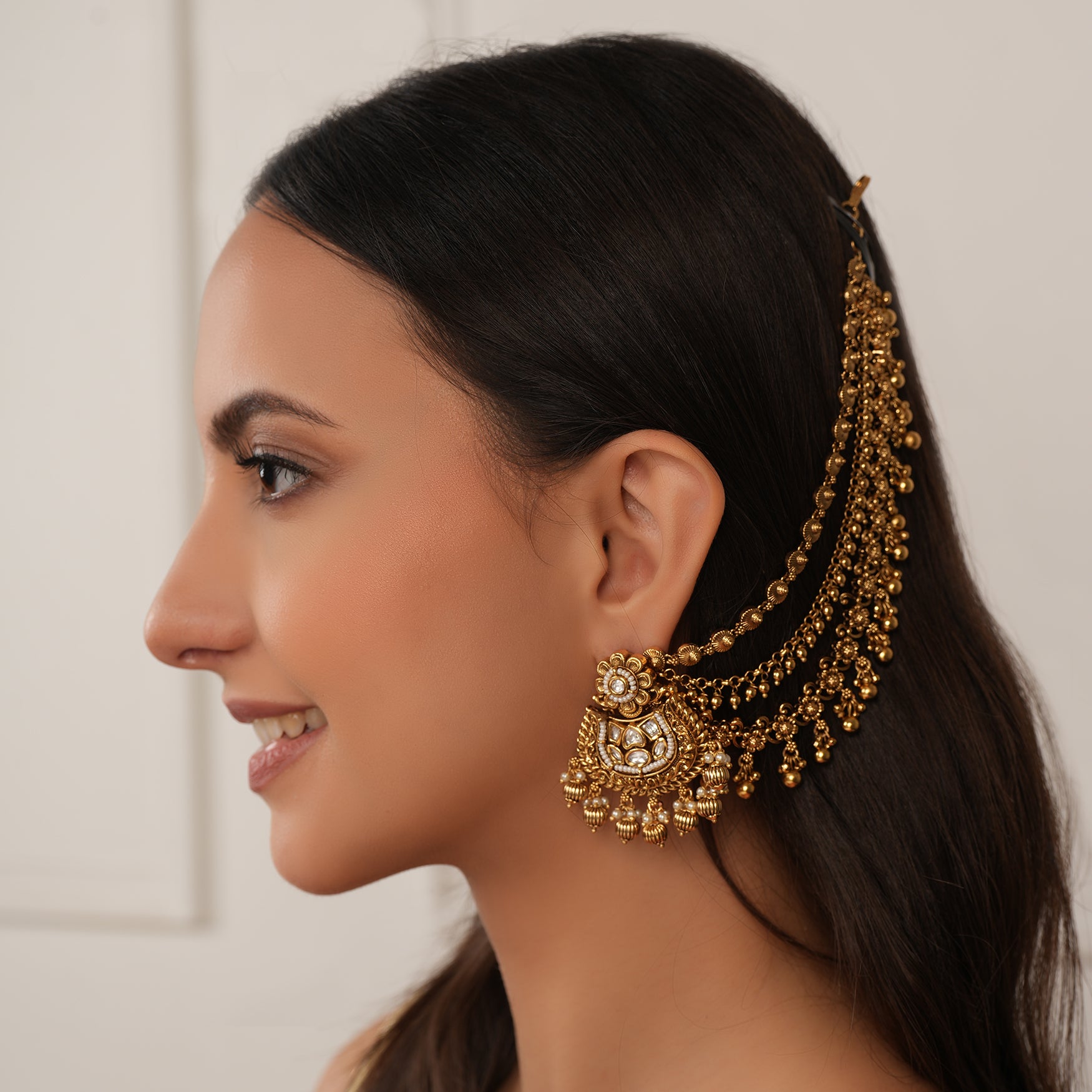 Beautiful plain antique gold 3 layer kanoti for women
