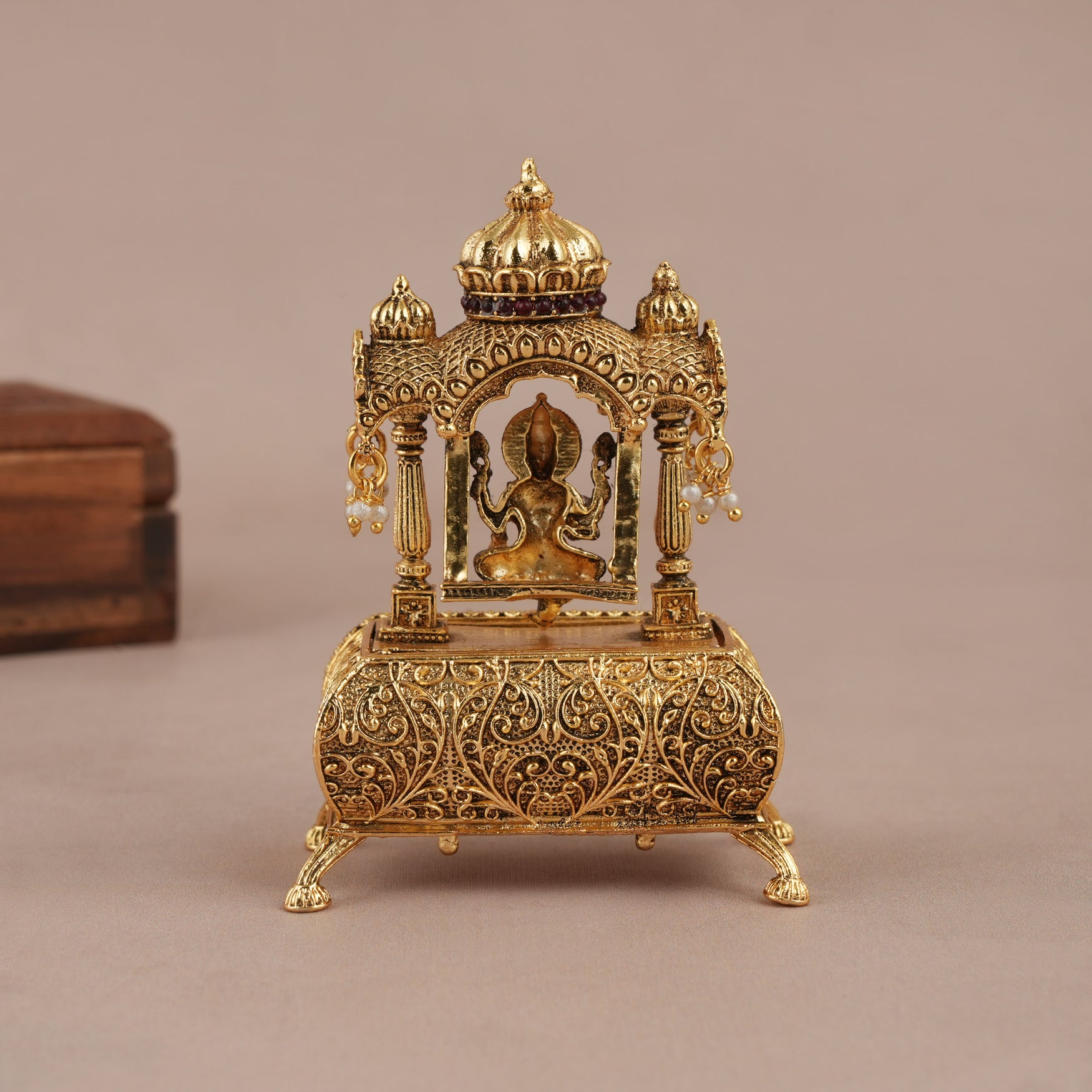 Auspicious antique gold ma lakshmi sindoor box | Temple jewellery