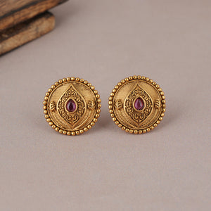 Stunning antique gold round pendant set