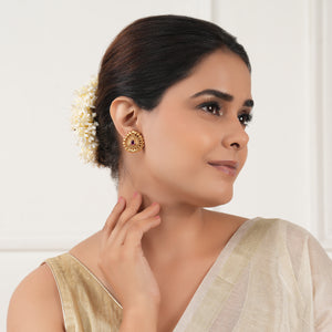 Amazing antique gold plated ruby stone stud earring