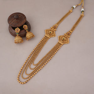 Long antique gold stunning balls necklace set