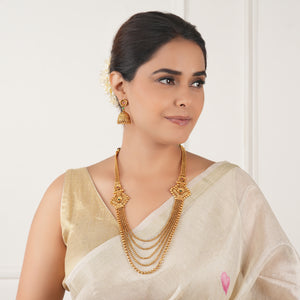 Long antique gold stunning balls necklace set