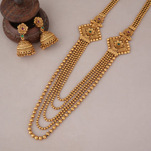 Long antique gold stunning balls necklace set