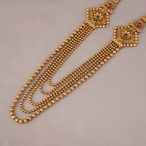 Long antique gold stunning balls necklace set