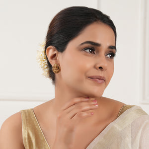 Cute antique gold small lakshmi stud earring I Temple jewellery