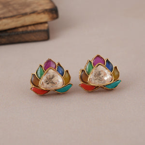 Stunning long multicolor emerald kundan pendant set