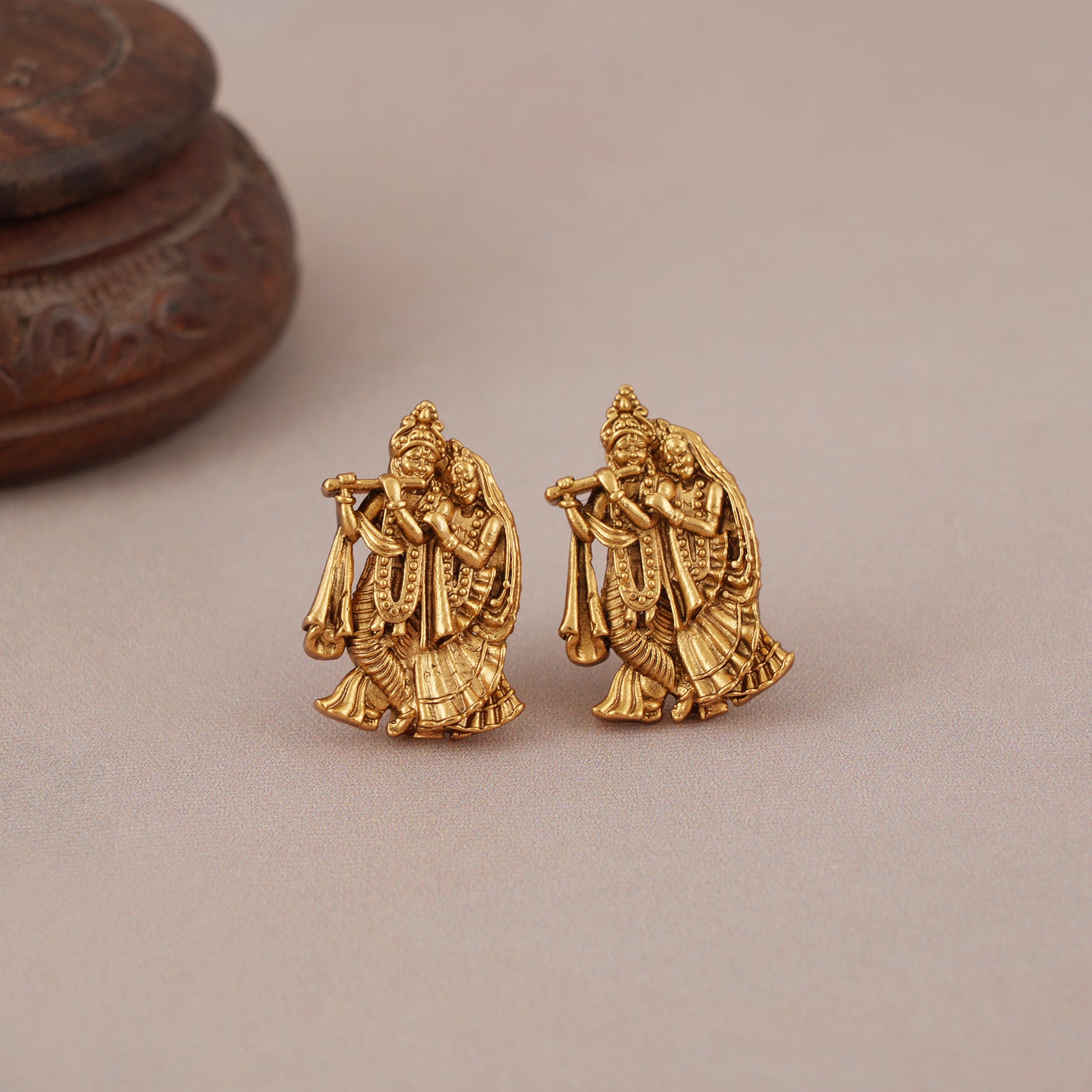 Amazing antique gold radha krishna pendant set for women
