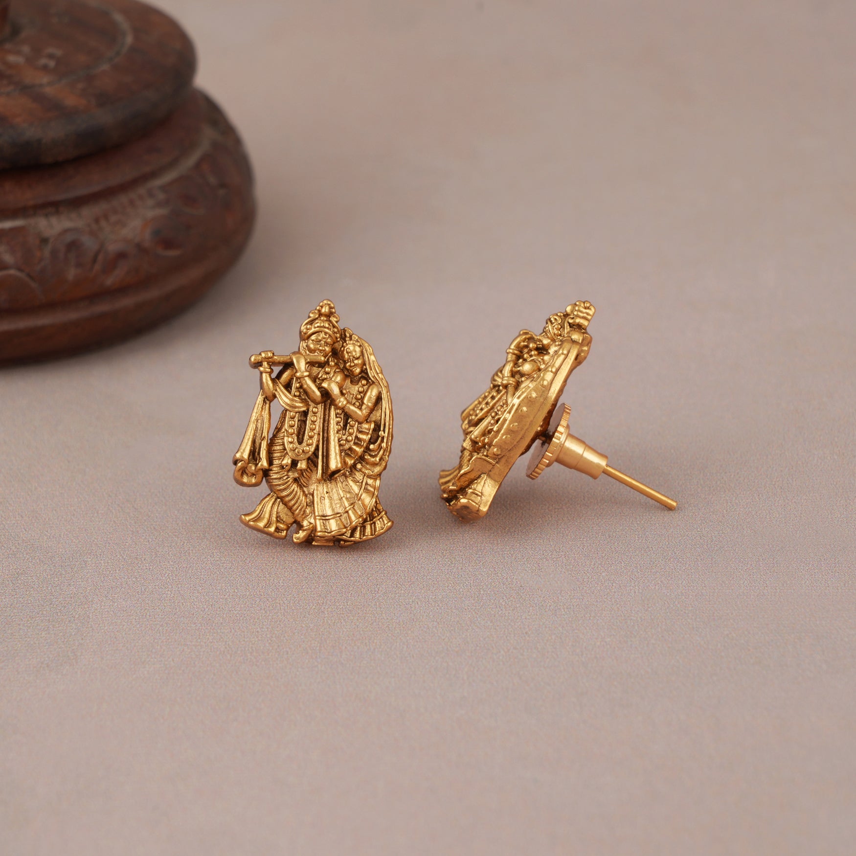 Amazing antique gold radha krishna pendant set for women