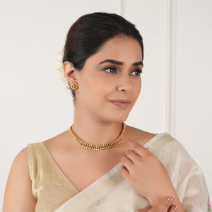 Cute plain antique gold necklace set for women