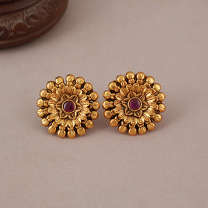Beautiful ruby stone antique gold  stud earring