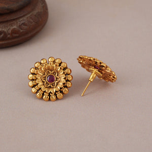 Beautiful ruby stone antique gold  stud earring