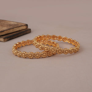 Stunning plain high polish antique gold bangle set