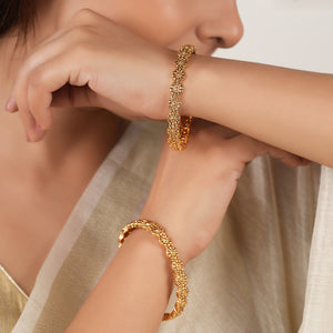 Stunning plain high polish antique gold bangle set