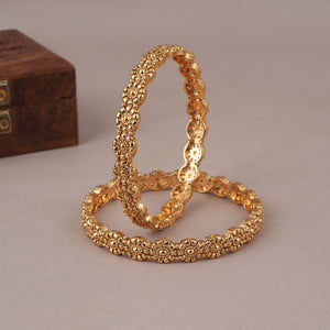 Stunning plain high polish antique gold bangle set