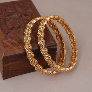 Stunning plain high polish antique gold bangle set