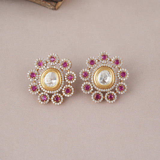 Stunning kundan ruby stud earring